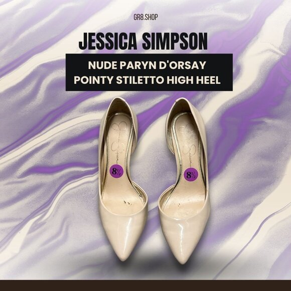 Jessica Simpson Nude Paryn DOrsay Pointy Toe Stiletto High Heels Size 8.5 Patent - Picture 1 of 9